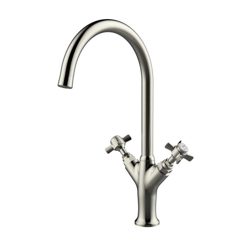 CLEVER ALPINA CLASSIC TWO HANDLE KITCHEN MIXER BRUSHED NICKEL